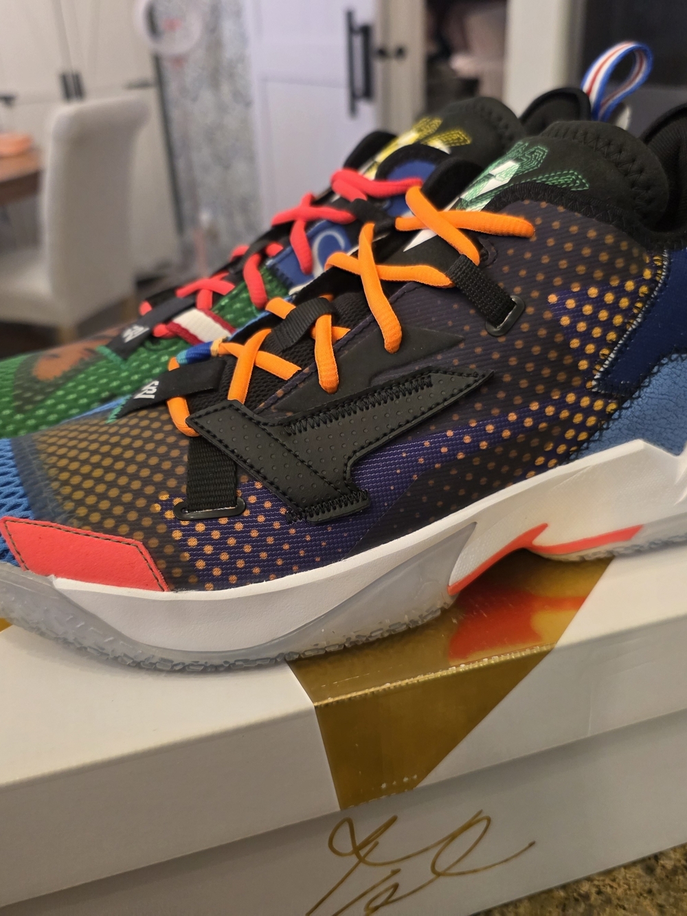 Jordan Multicolor Athletic Sneakers with Orange Laces